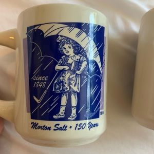VINTAGE SET OF 2 Morton Salt mugs - 150th anniversary